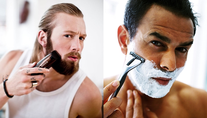 мужчины бреются