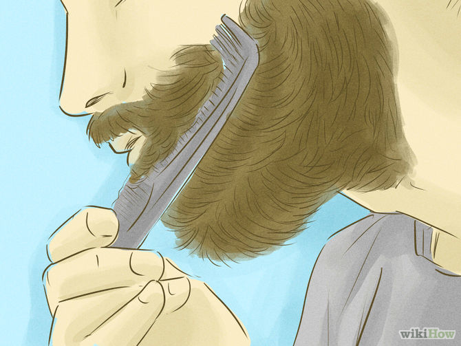 мужчина расчесывает бороду расческу